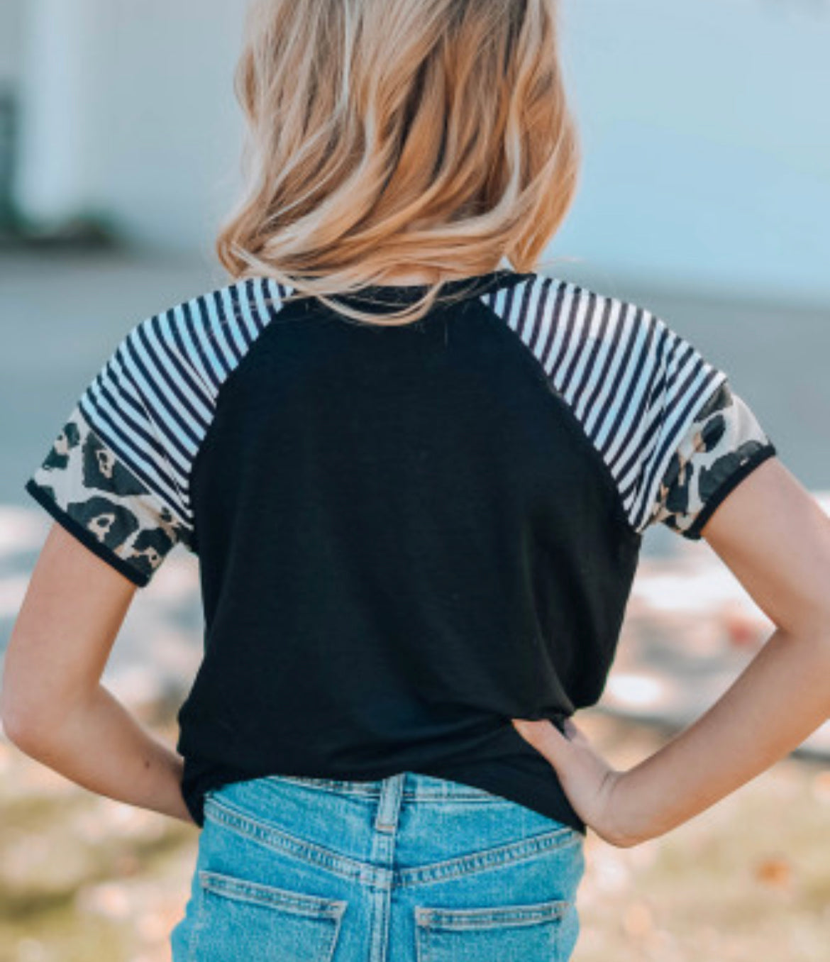 Striped Leopard Sleeve Shirt