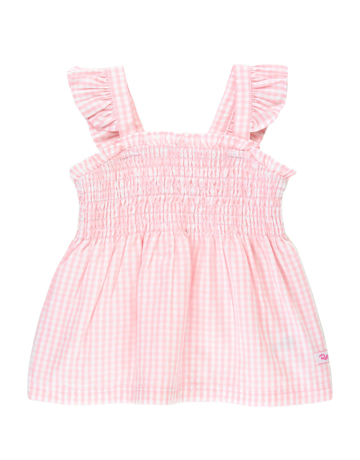 RuffleButts Pink Gingham Smocked Top