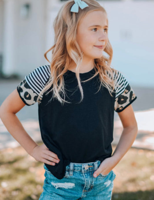 Striped Leopard Sleeve Shirt