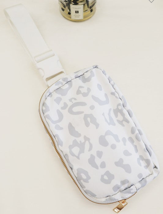 White Leopard Crossbody Fanny Belt Bag