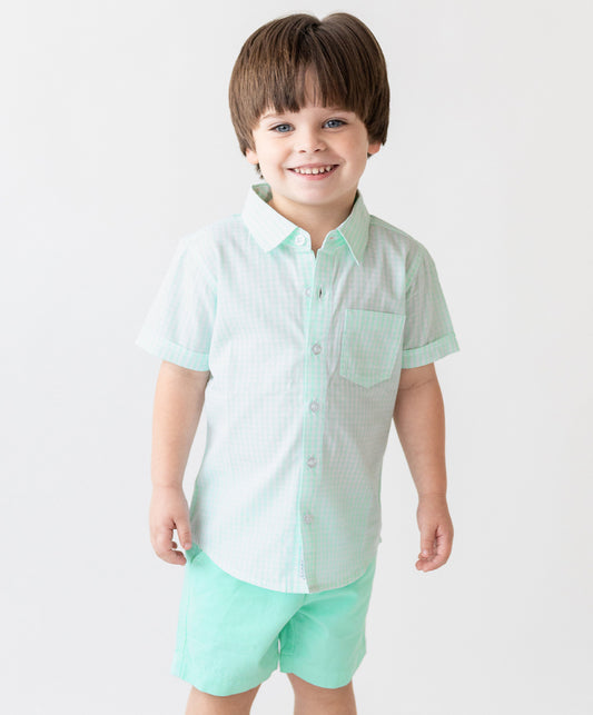 RuggedButts Boys Aqua Gingham Shirt