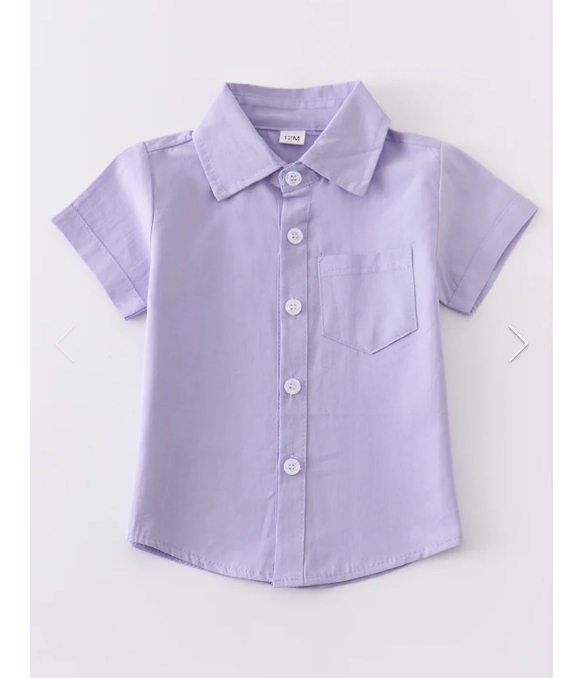 Boys Lavender Plaid Short Sleeve Button Up