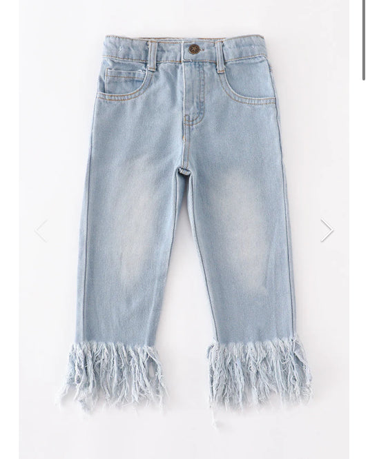 Girls Tassel Light Jeans